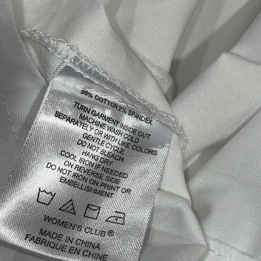 NEW Dereon White Stretch Poplin Snap down shirt ruffle sleeve PLUS 1X - Picture 15 of 15